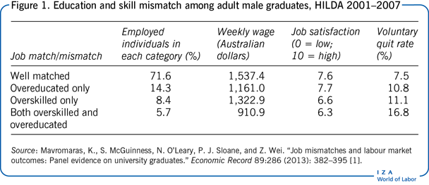 成年男性毕业生的教育和技能不匹配，HILDA 2001-2007